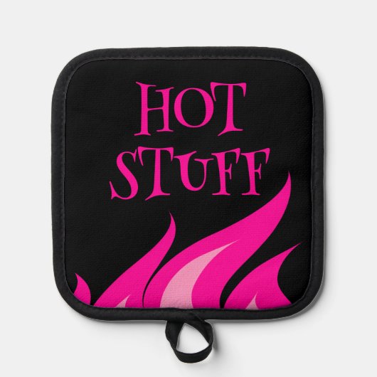 Hot Stuff grappig roze vuur vlammen pot houder cad (Voorkant)