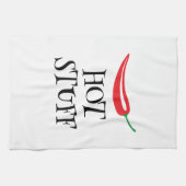 Hot Stuff grappige kruidige rode cayenne chili pep Theedoek (Horizontaal)