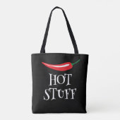 Hot Stuff grappige pittige rode chilipeper schoude Tote Bag (Achterkant)