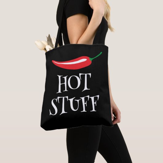 Hot Stuff grappige pittige rode chilipeper schoude Tote Bag (Dichtbij)