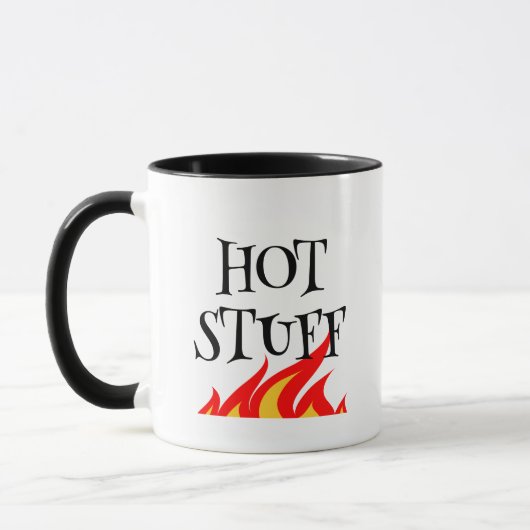 Hot Stuff koffie mok met rode vuur vlammen (Links)