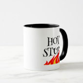 Hot Stuff koffie mok met rode vuur vlammen (Voorkant rechts)