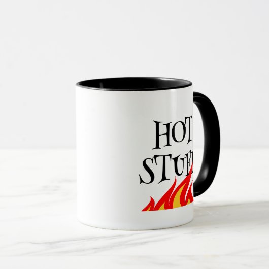 Hot Stuff koffie mok met rode vuur vlammen (Voorkant rechts)