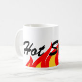 Hot stuff koffie mok met vuur vlammen (Voorkant links)