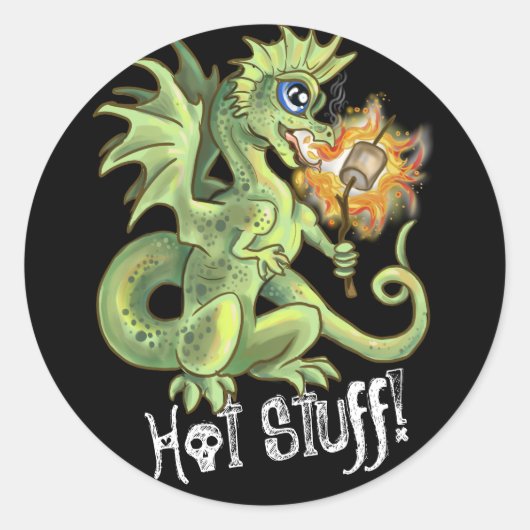 Hot Stuff, lil marshmellow die draak maakt Ronde Sticker (Voorkant)