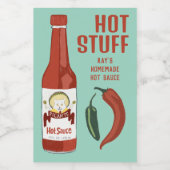 HOT STUFF Spicy Hot Sauce Jalapeños Chiles Voedselcontainer Etiket (Enkel label)