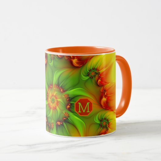 Hot Summer Abstract Colorful Fractal Art Monogram Mok (Voorkant rechts)