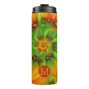 Hot Summer Abstract Colorful Fractal Art Monogram Thermosbeker