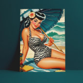Hot Summer Beach Pin-up Briefkaart