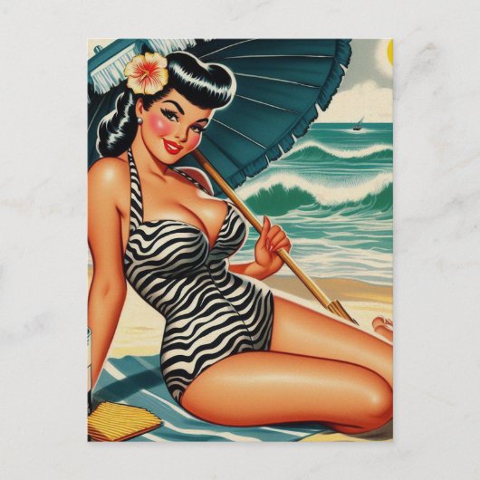 Hot Summer Beach Pin-up Briefkaart (Voorkant)