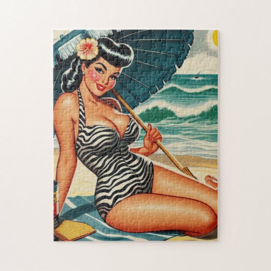 Hot Summer Beach Pin-up Legpuzzel (Verticaal)