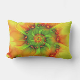 Hot Summer Green Oranje Abstract Colorful Fractal Buitenkussen