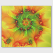 Hot Summer Green Oranje Abstract Colorful Fractal Cadeaupapier (Vlak)