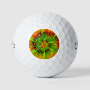 Hot Summer Green Oranje Abstract Colorful Fractal Golfballen