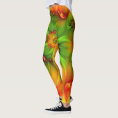 Hot Summer Green Oranje Abstract Colorful Fractal Leggings (Links)