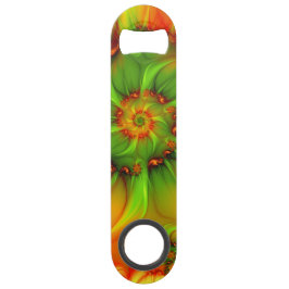 Hot Summer Green Oranje Abstract Colorful Fractal Speed Flessenopener