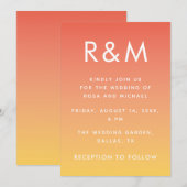 Hot Summer Oranje Ombre Minimalist Monogram Kaart (Voorkant / Achterkant)