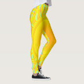 Hot Sun met Rays op Aqua & Oranje Stripes Leggings (Rechts)