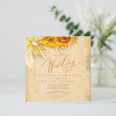 Hot Sunset Sunflower Square Weddenschap (Staand voorkant)