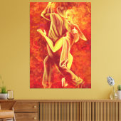 Hot-Tango-dans - Fire Couple Art-schildering Canvas Afdruk (Insitu (Woonkamer))