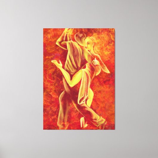 Hot-Tango-dans - Fire Couple Art-schildering Canvas Afdruk (Voorkant)