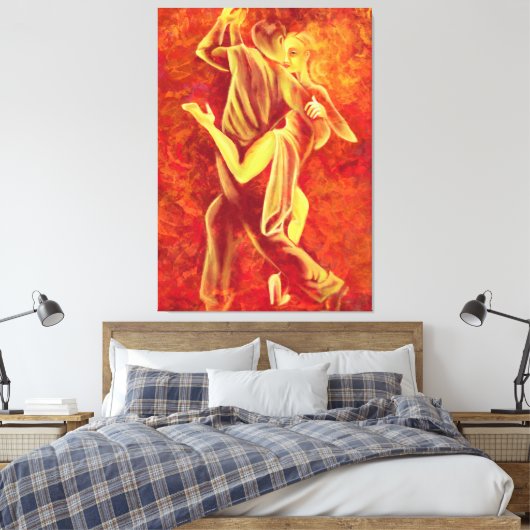 Hot-Tango-dans - Fire Couple Art-schildering Canvas Afdruk (Insitu (Slaapkamer))