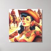 Hot Tattoo Cowgirl Canvas Afdruk (Voorkant)