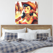 Hot Tattoo Cowgirl Canvas Afdruk (Insitu (Slaapkamer))