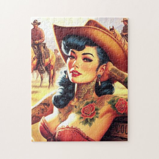 Hot Tattoo Cowgirl Legpuzzel (Verticaal)