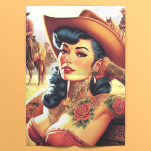 Hot Tattoo Cowgirl Tissuepapier