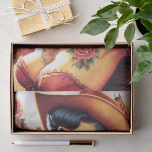 Hot Tattoo Cowgirl Tissuepapier (Geschenk)