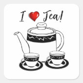 Hot Tea Maand Vierkante Sticker (Voorkant)
