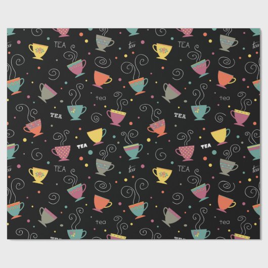 Hot-theekopjes, kleurenretro-porseleinen mokken cadeaupapier (Vlak)