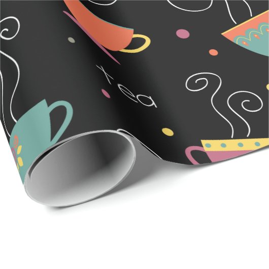 Hot-theekopjes, kleurenretro-porseleinen mokken cadeaupapier (Rol Hoek)