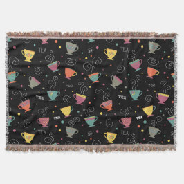 Hot-theekopjes, kleurenretro-porseleinen mokken deken