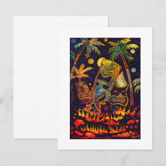 Hot-Tiki Lava-uitnodigingen Kaart (Voorkant / Achterkant)