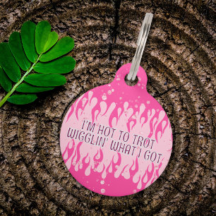 Hot to Trot Wigglin' Hondentag – Roze Vlammen & Br Huisdierpenning