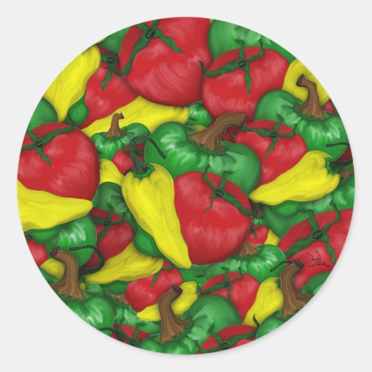 Hot Tomato Peppers Ronde Sticker (Voorkant)