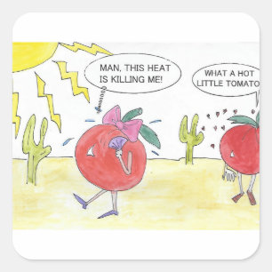 HOT TOMATO VIERKANTE STICKER