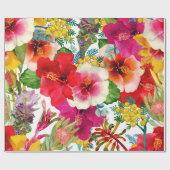 Hot Tropical Blooms Patroon Cadeaupapier (Vlak)