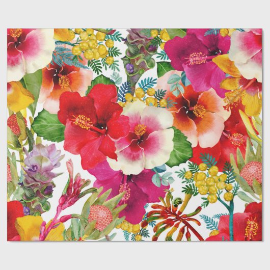 Hot Tropical Blooms Patroon Cadeaupapier (Vlak)