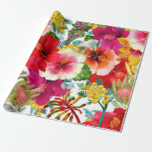 Hot Tropical Blooms Patroon Cadeaupapier (Uitgerold)