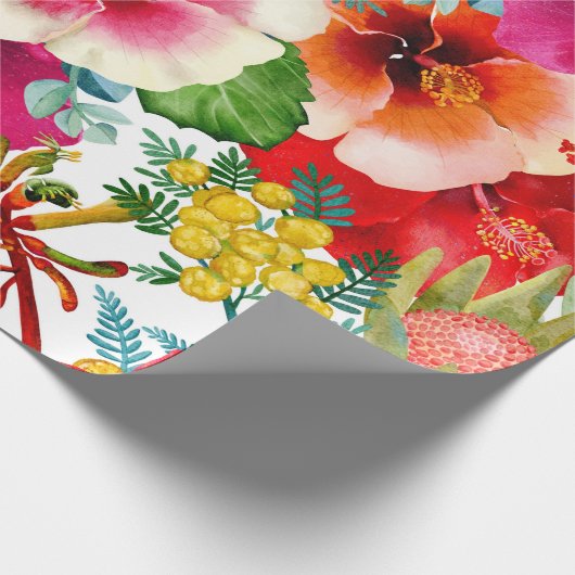 Hot Tropical Blooms Patroon Cadeaupapier (Hoek)