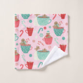 Hot Tub Gingerbrood Cute Pink Hot Cocaca Bad Handdoek (Wasdoekje)