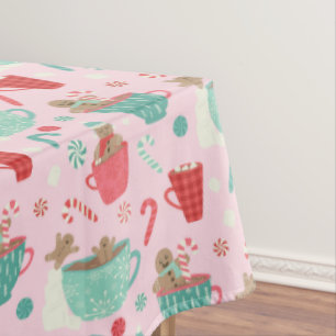 Hot Tub Gingerbrood Cute Pink Hot Cocaca Tafelkleed