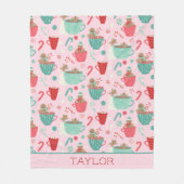 Hot Tub Gingerbrood Cute Pink Hot Cocoa Patroon Fleece Deken (Voorkant)