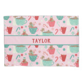 Hot Tub Gingerbrood Cute Pink Hot Cocoa Patroon Kussensloop (Voorkant)