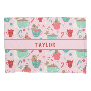 Hot Tub Gingerbrood Cute Pink Hot Cocoa Patroon Kussensloop