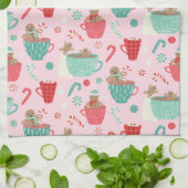 Hot Tub Gingerbrood Cute Pink Hot Cocoa Pattern Ac Theedoek (Gevouwen)