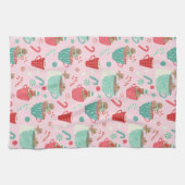 Hot Tub Gingerbrood Cute Pink Hot Cocoa Pattern Ac Theedoek (Horizontaal)